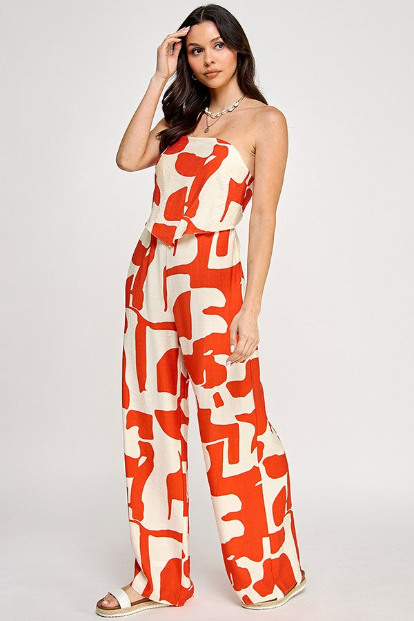 Jumpsuit naranja/beige