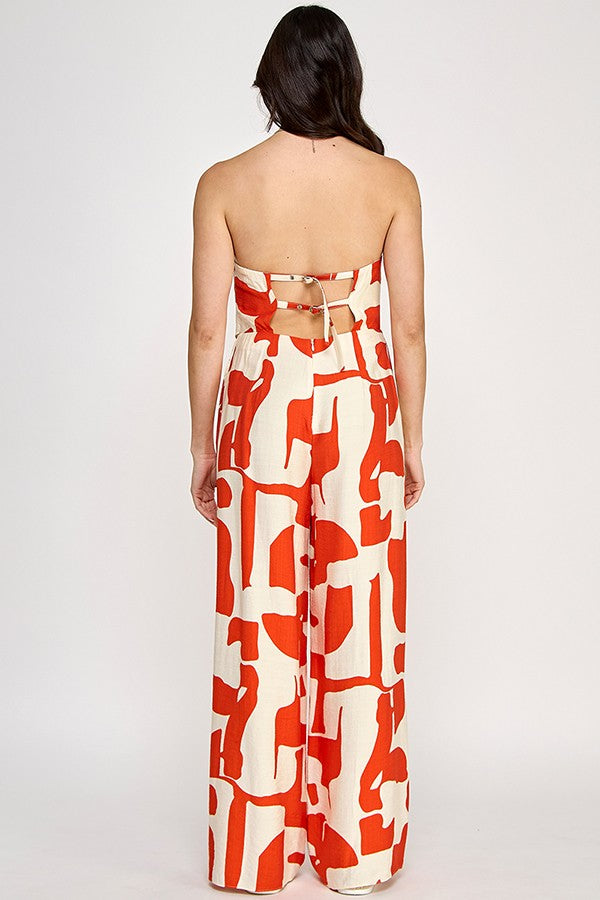 Jumpsuit naranja/beige