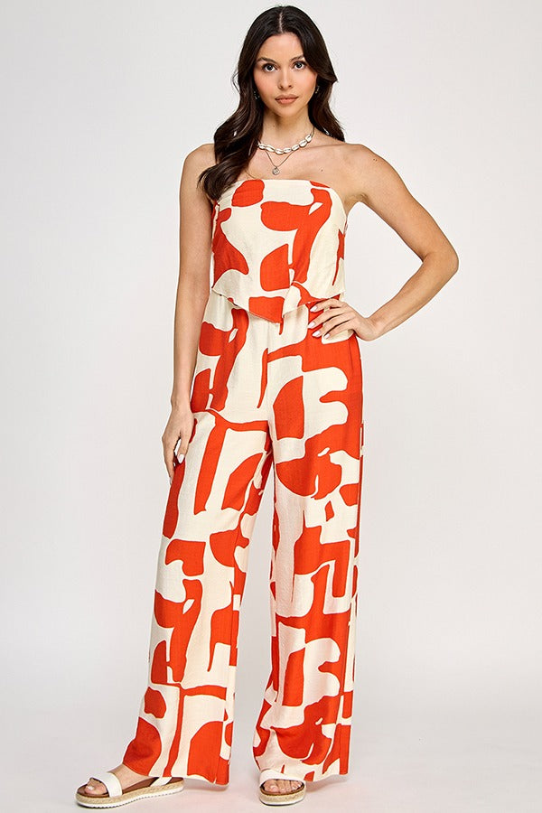 Jumpsuit naranja/beige