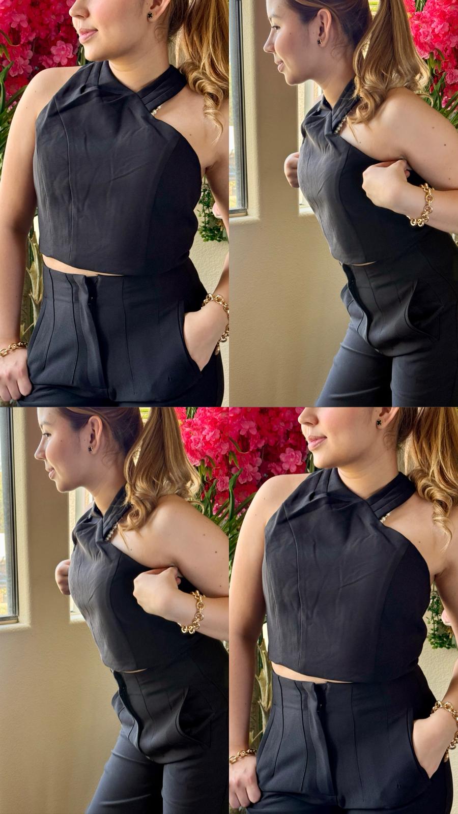 Conjunto negro minimalista