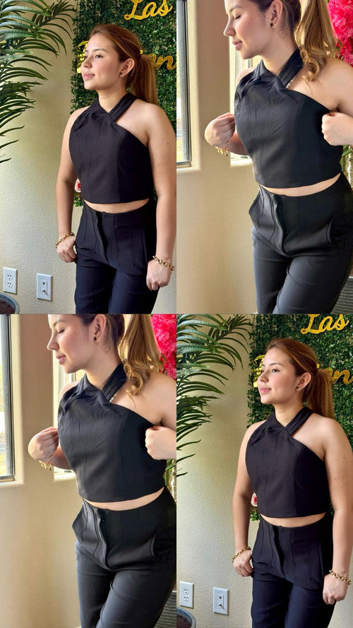 Conjunto negro minimalista